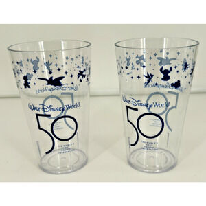 Walt Disney World 50th Anniversary EARidescent Plastic Cups Set of 2 New